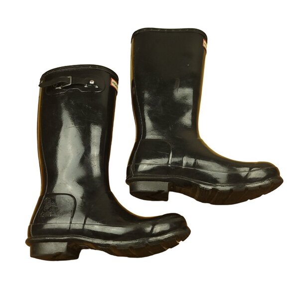 Hunter Original Kids Gloss Rain Boots JFT6000RGL Black Size 5B / 6G Tall Glossy - Picture 1 of 10